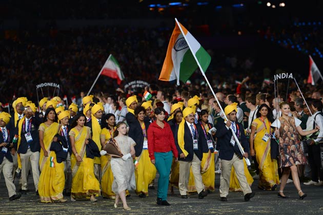 ओलंपिक पार्क में हुए भव्य समारोह में भारतीय दल का गर्माजोशी से स्वागत किया गया।