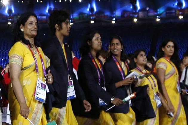 ओलंपिक पार्क में हुए भव्य समारोह में भारतीय दल का गर्माजोशी से स्वागत किया गया।