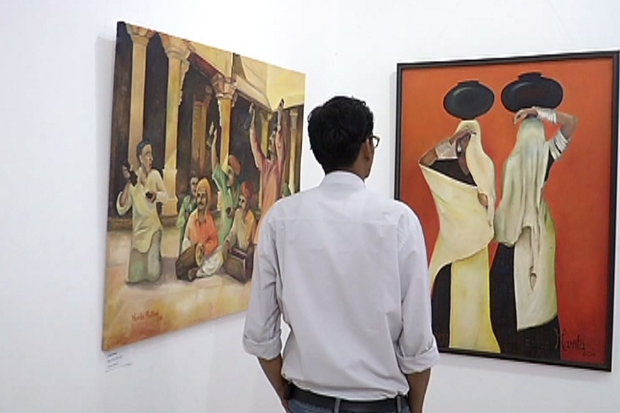 Image result for आर्ट गैलरी में राजस्थान की संस्कृति को दर्शा रही हैं ममता की कलाकृतियां