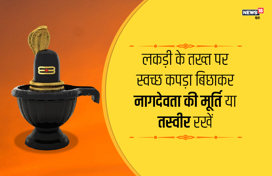 लकड़ी के तख्त पर स्वच्छ कपड़ा बिछाकर नागदेवता की मूर्ति या तस्वीर रखें.