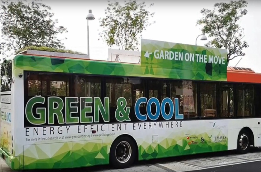 singapore green roof top garden buses garden on the move project first public bus hits the road