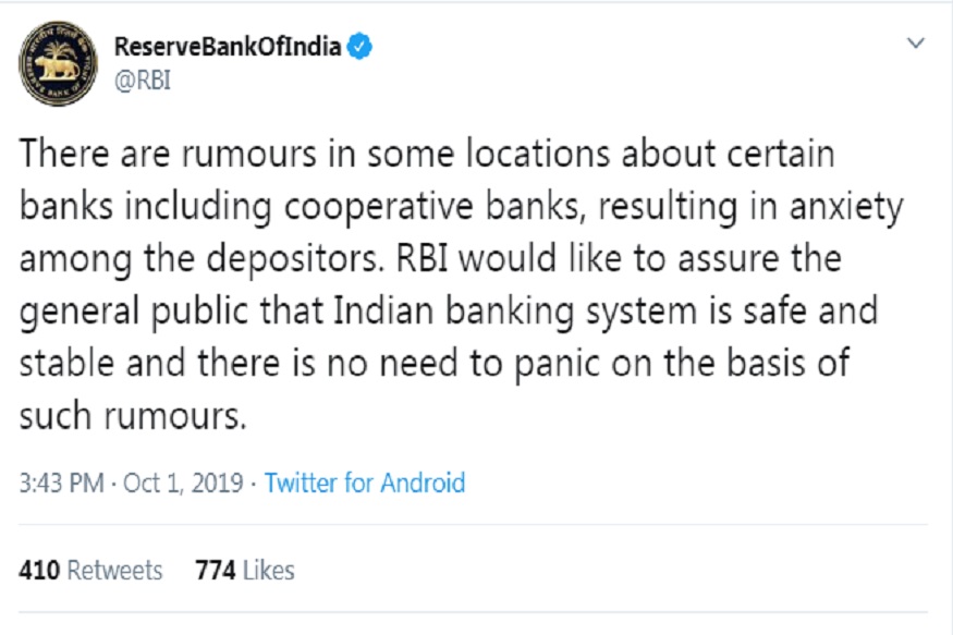 There are rumours in some locations about certain banks including cooperative banks, resulting in anxiety among the depositors.