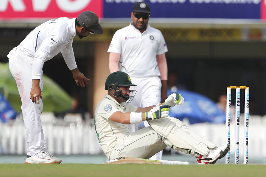 umesh yadav, india south africa test, ranchi test, umesh yadav bouncer, dean elgar, उमेश यादव बाउंसर, डीन एल्गर, इंडिया साउथ अफ्रीका टेस्ट, रांची टेस्ट, थीनिस डी ब्रूइन