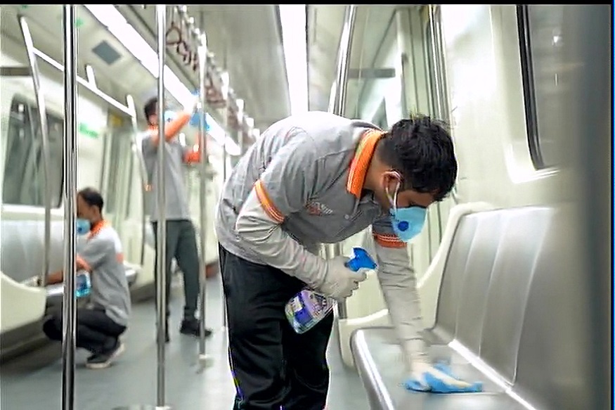 Image result for delhi metro sanitized pics