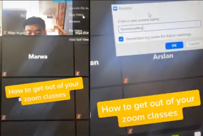 Tiktok Viral hacks of skipping online zoom class showing ...